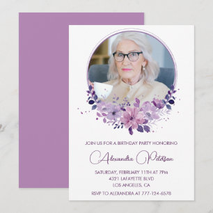 Elegant Boho Floral Foto 97. Geburtstag Einladung
