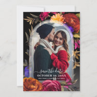 Elegant Boho Floral Foto Save the Date
