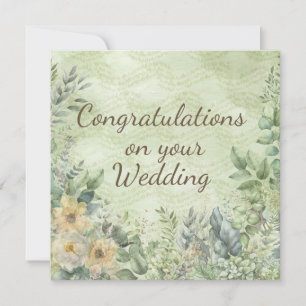 Elegant Boho Floral Greenerity Wedding Card
