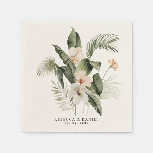 Elegant Boho Floral Greenery Serviette (Vorderseite)