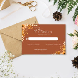 Elegant boho Floral Hand-Drawn  Wedding RSVP Mitteilungskarte