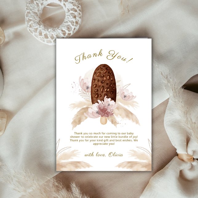 Elegant Boho Floral Ice Cream Pop Baby Shower Dankeskarte (Elegant Boho Floral Ice Cream Pop Baby Shower Thank You Card)
