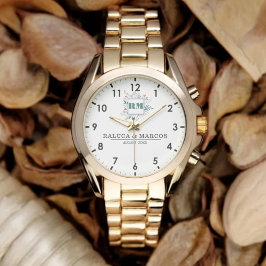 Elegant Boho Floral Monogram Couple’s Name  Armbanduhr