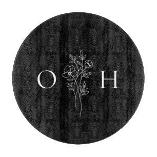 Elegant Boho Floral Monogram Cutting Board Schneidebrett