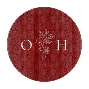 Elegant Boho Floral Monogram Schneidebrett