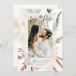 Elegant Boho Floral Pampas Foto Save The Date
