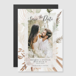 Elegant Boho Floral Pampas Foto Save the Date Magneteinladung