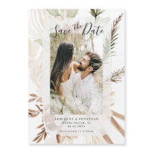 Elegant Boho Floral Pampas Foto Save the Date