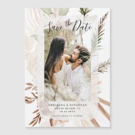 Elegant Boho Floral Pampas Foto Save the Date Magneteinladung