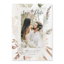 Elegant Boho Floral Pampas Foto Save the Date