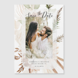 Elegant Boho Floral Pampas Foto Save the Date Magneteinladung