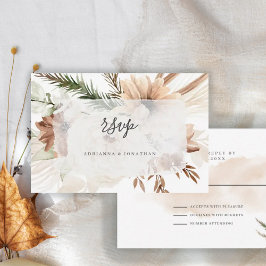 Elegant Boho Floral Pampas RSVP Karte