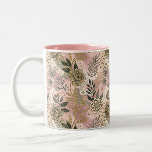 Elegant Boho Floral Pattern Zweifarbige Tasse