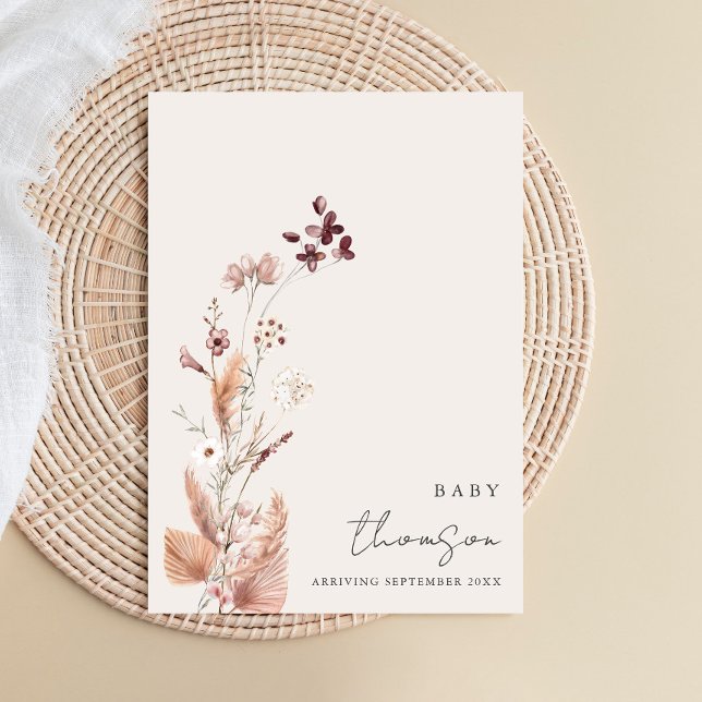 Elegant Boho Floral Schwangerschaft Ankündigung (Von Creator hochgeladen)