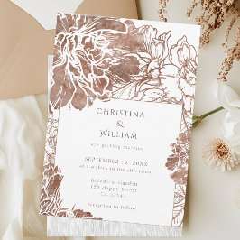 Elegant Boho Floral Terracotta Brown Wedding Einladung