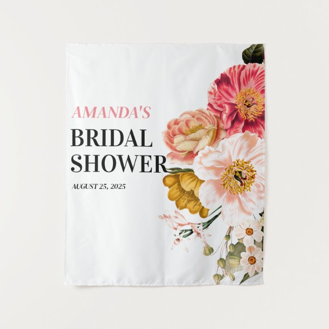 Elegant Boho Floral Wedding Foto Stand Hintergrund Wandteppich (Vorderseite)