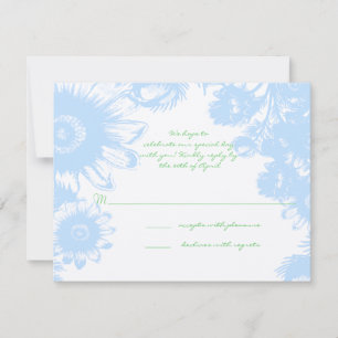 Elegant Boho Floral Wedding Pastel Blue UAWG RSVP Karte