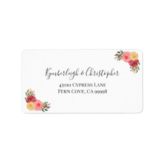 Elegant Boho Floral Wedding RSVP Rücksendeadresse Adressaufkleber