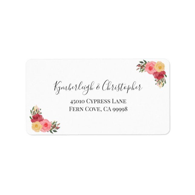 Elegant Boho Floral Wedding RSVP Rücksendeadresse Adressaufkleber (Vorne)