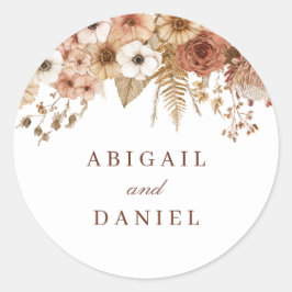 Elegant Boho Floral Wedding  Runder Aufkleber