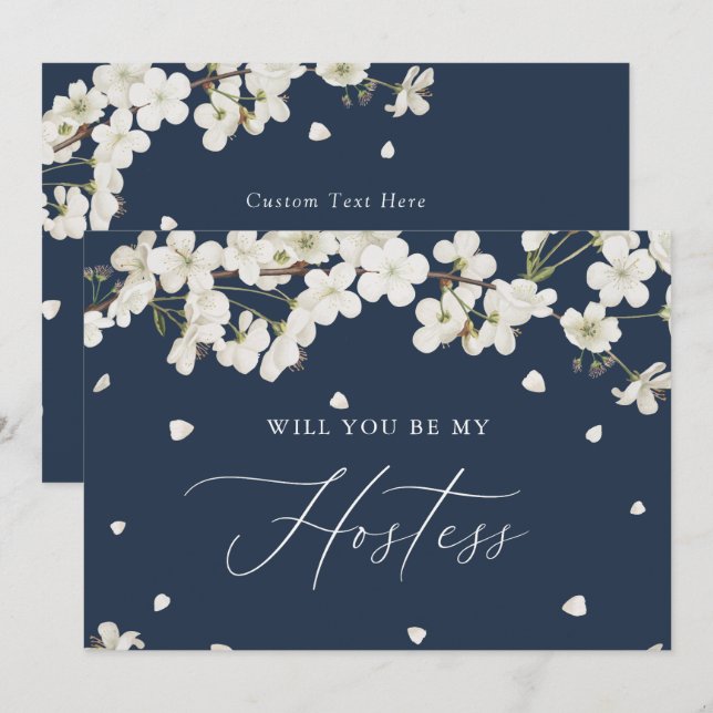 Elegant Boho Floral, Werden Sie meine Hostess sein Einladung (Vorne/Hinten)