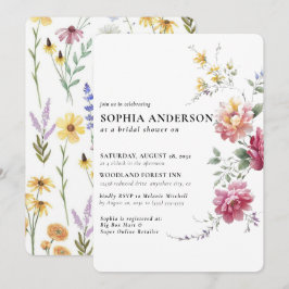 Elegant Boho Floral Wildblume Brautparty Einladung