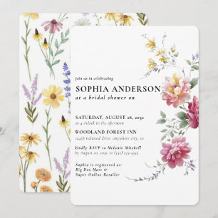 Elegant Boho Floral Wildblume Brautparty Einladung