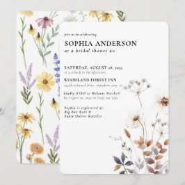 Elegant Boho Floral Wildblume Brautparty Einladung