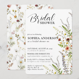 Elegant Boho Floral Wildblume Brautparty Einladung
