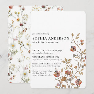 Elegant Boho Floral Wildblume Brautparty Einladung