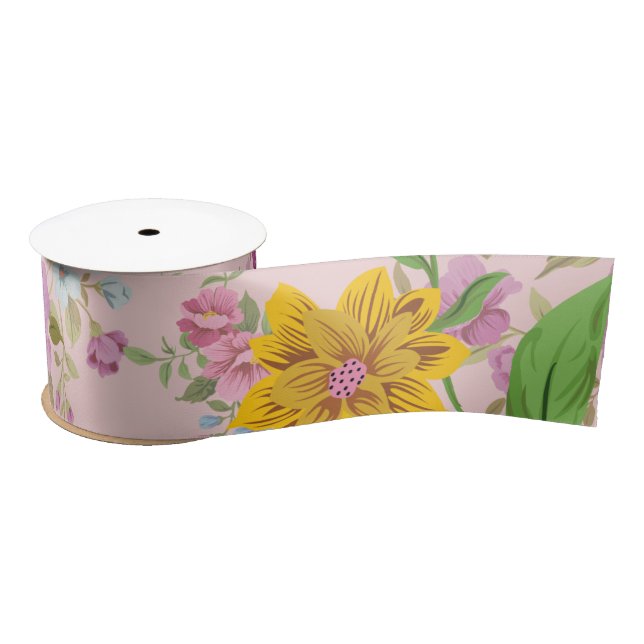 Elegant Boho Floral Wildblume Satinband (Spule)