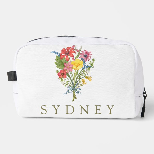 Elegant Boho Floral Wildblume Waschbeutel (Vorderseite)