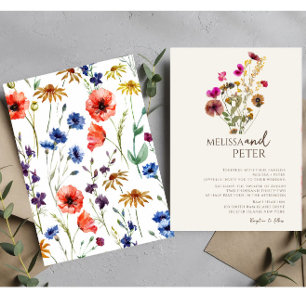 Elegant Boho Floral Wildblume Wedding Einladung