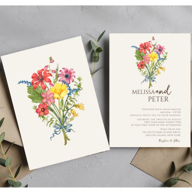 Elegant Boho Floral Wildblume Wedding Einladung (Von Creator hochgeladen)