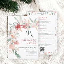 Elegant Boho Floral Winter Wedding QR-Code