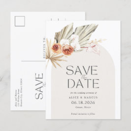 Elegant Boho florales Hochzeitsslittchen retten da Ankündigungspostkarte