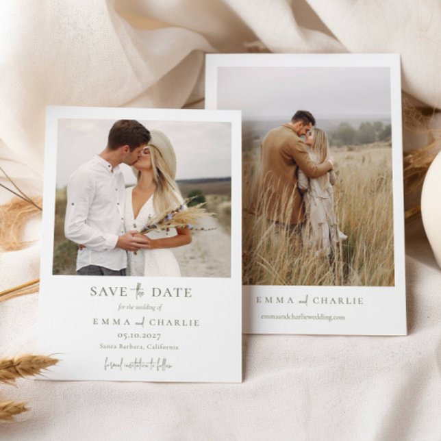 Elegant Boho Foto Wedding Save the Date Einladung (Von Creator hochgeladen)