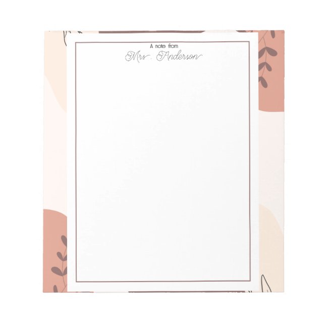 Elegant Boho Frame Teacher  Notizblock (Vorderseite)