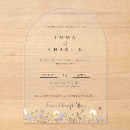 Elegant Boho Garden Wildblumen Hochzeit Acryleinladungen