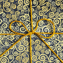 Elegant Boho Golden Blüh Vintag Navy Blue Seidenpapier