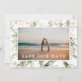 Elegant Boho Golden Sage Eucalyptus Greenery Foto Save The Date