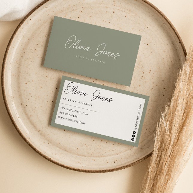 Elegant Boho Green Branding Moderne, trendy einzig Visitenkarte (Von Creator hochgeladen)