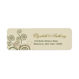 Elegant Boho Green Spirals Wedding Address Labels