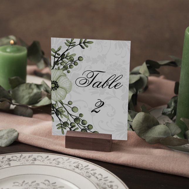 Elegant Boho Green und Damask Wedding Tischnummer (Von Creator hochgeladen)