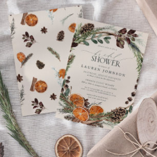 Elegant Boho Greenery Citrus Fall Brautparty Einladung