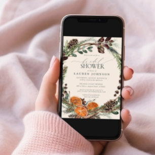 Elegant Boho Greenery Citrus Fall Brautparty Einladung