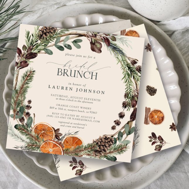 Elegant Boho Greenery Citrus Fall Bridal Brunch Einladung (Bridal Brunch Invitation!)