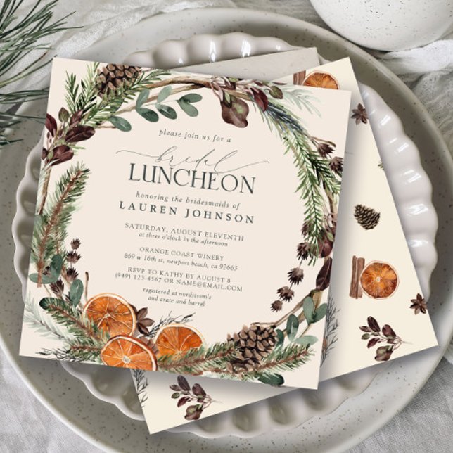 Elegant Boho Greenery Citrus Fall Bridal Luncheon Einladung (Bridal Luncheon Invitation!)