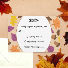 Elegant Boho Herbstlaubs Herbstblütenhochzeit RSVP Karte