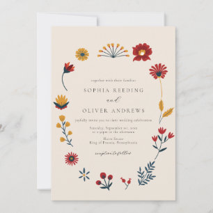 Elegant Boho Hygge Floral Foto Wedding Einladung